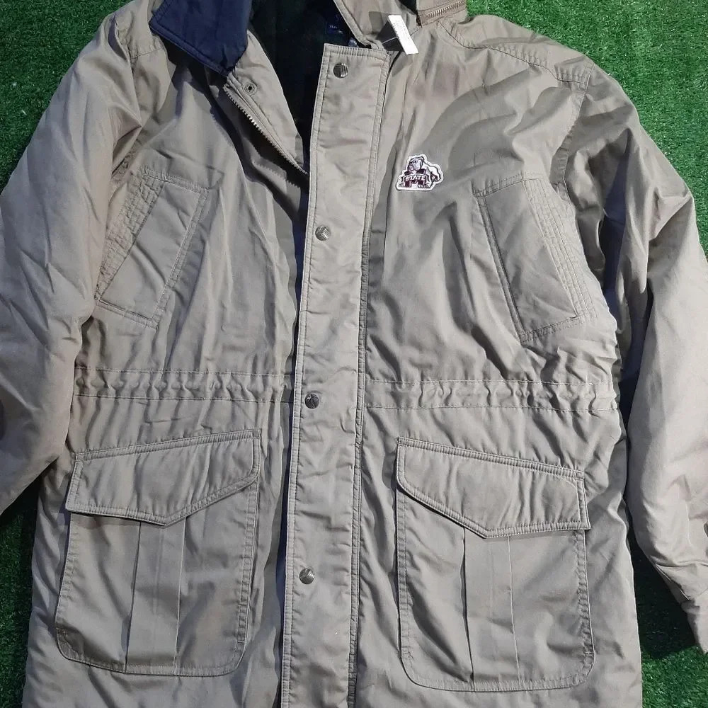 Mens Salmon River Traders Heavy Brown Mississippi State Coat Size Medium